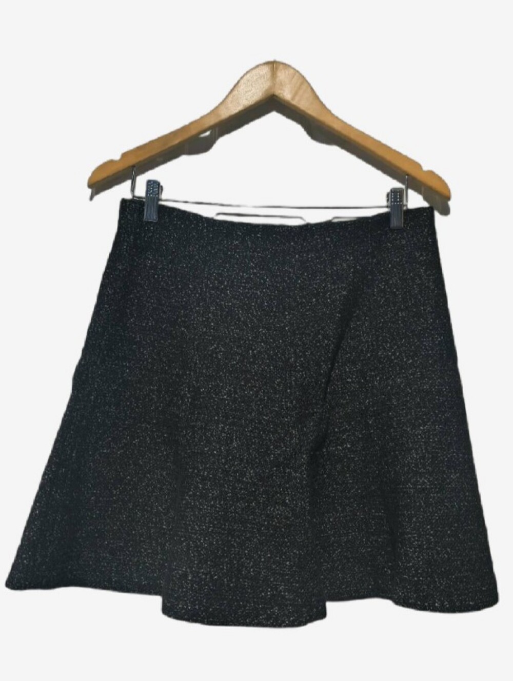 LOFT Petites Black Tweed Elastic Waist Flounce Mini Skirt MP Dark Academia